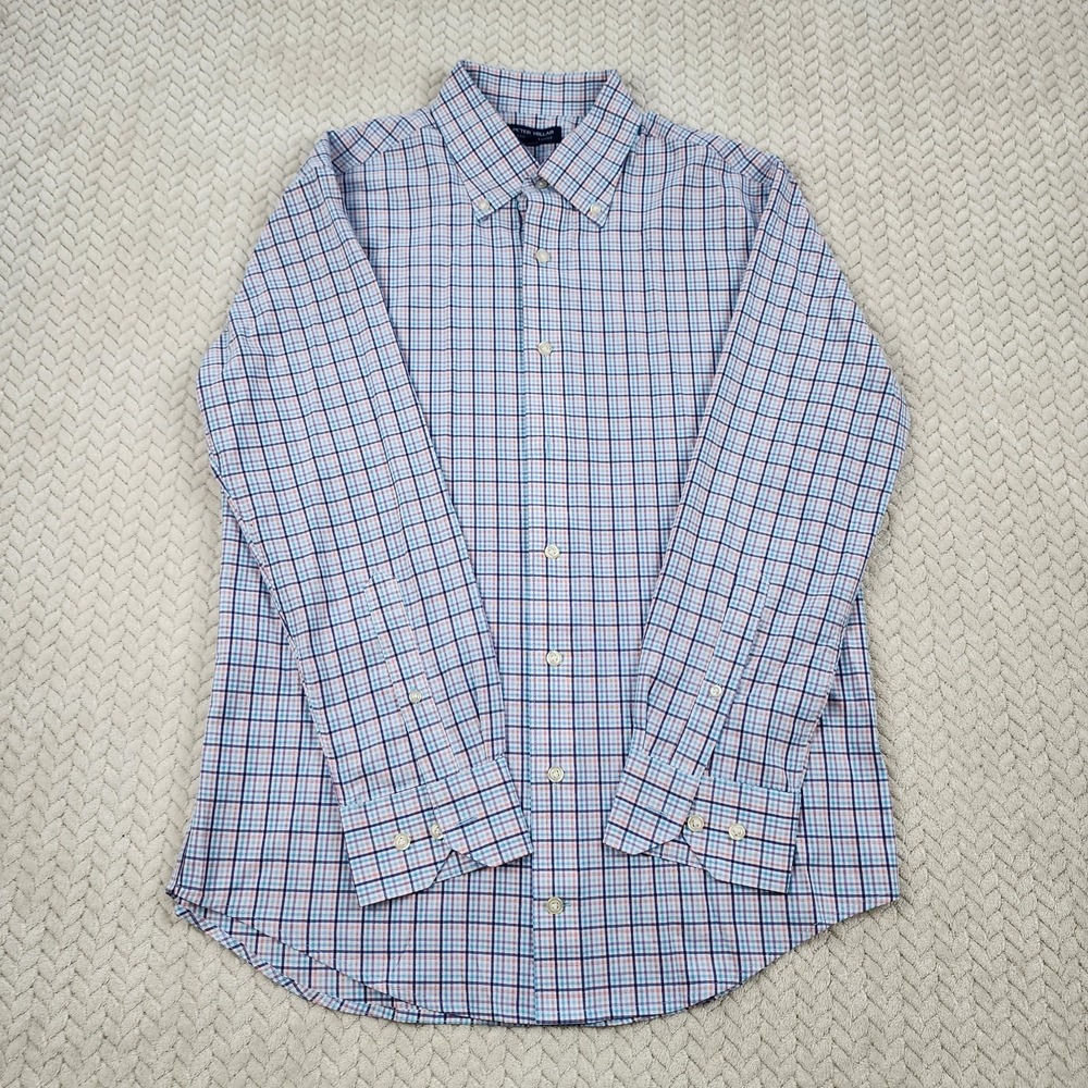Peter Millar Crown Crafted Shirt Mens Large Long Sleeve Button Down Squares